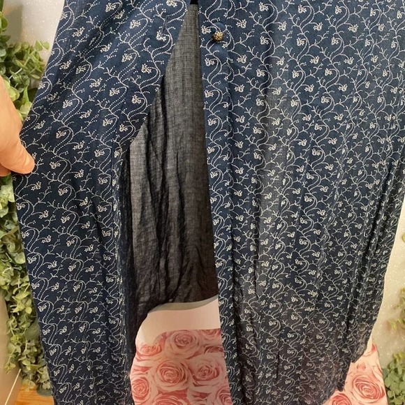 Lucky Brand Cottage Floral Maxi Dress XS Blue Long Sleeve Button Front - Picture 8 of 12